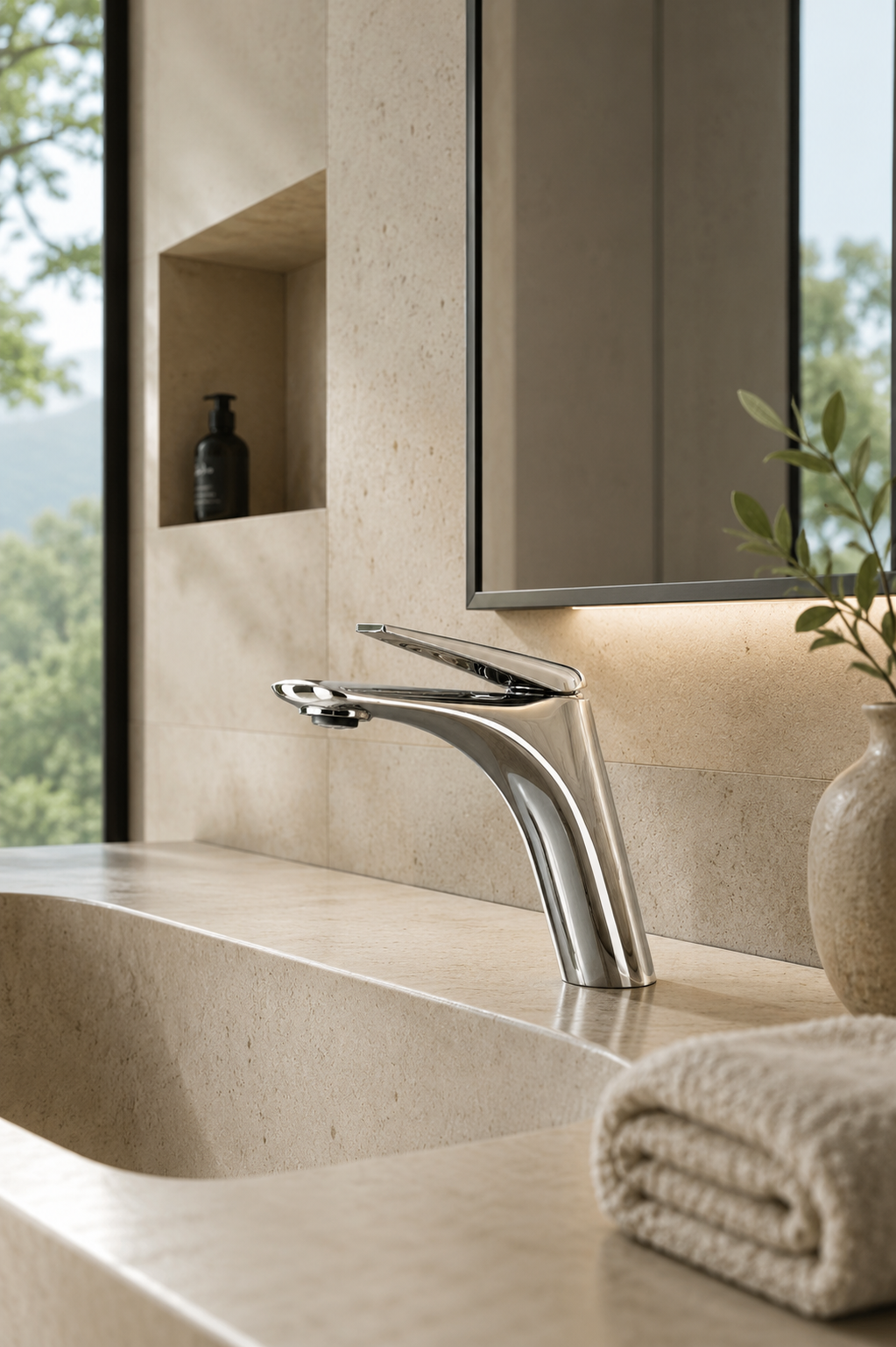 Robinet de lavabo chrome MÉANE en situation