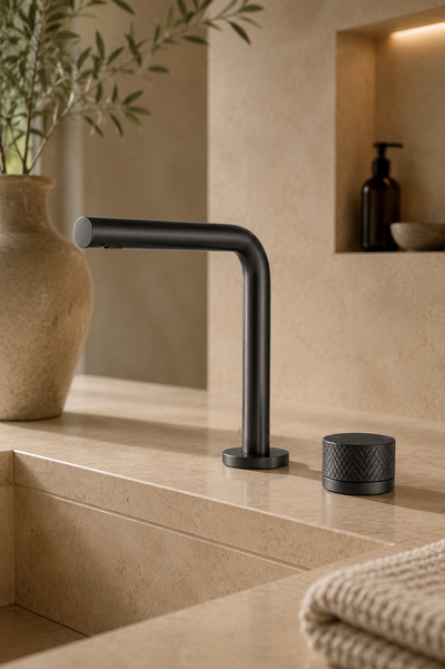 Robinet de lavabo LÉORA Gris de profil