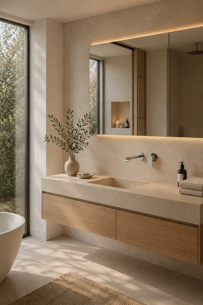 Robinet de lavabo mural chrome SÉLVA sur vasque