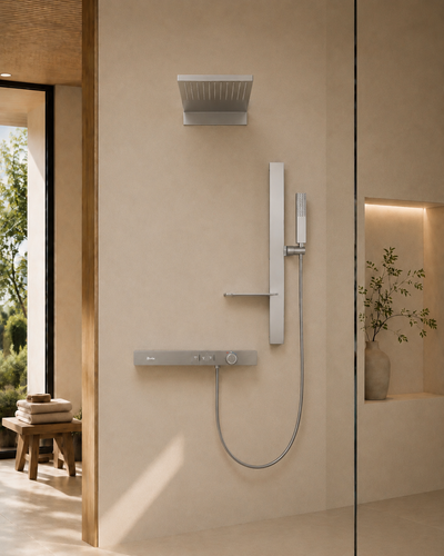 Système de douche thermostatique chromé CÉLESTE, vue de face